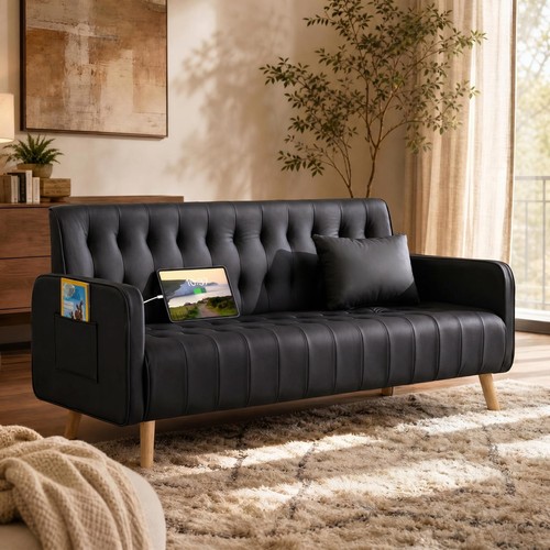 Faux leather loveseat - 57”,